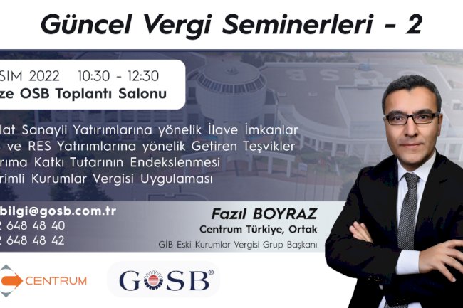 Güncel Vergi Seminerlerimizin 2. Turu Başlıyor